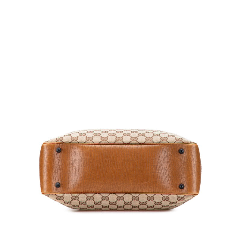 グッチ GGキャンバス バンブー トートバッグ 112526 ベージュ ブラウン キャンバス レザー レディース GUCCI 【中古】