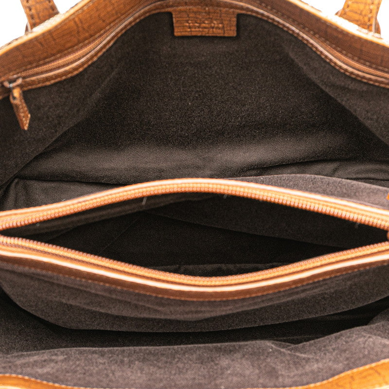 グッチ GGキャンバス バンブー トートバッグ 112526 ベージュ ブラウン キャンバス レザー レディース GUCCI 【中古】