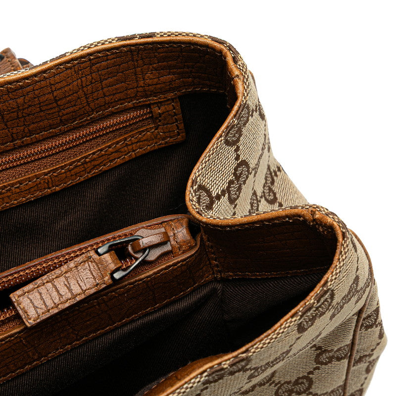 グッチ GGキャンバス バンブー トートバッグ 112526 ベージュ ブラウン キャンバス レザー レディース GUCCI 【中古】