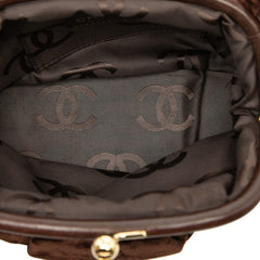 シャネル ココマーク がま口 ハンドバッグ ミニ ブラウン ベロア レディース CHANEL 【中古】