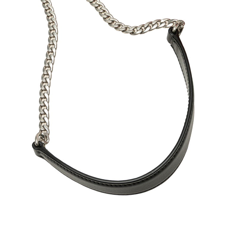 プラダ カイエ 斜め掛け チェーン ショルダーバッグ 1BD045 レッド ブラック シルバー金具 レザー レディース PRADA 【中古】