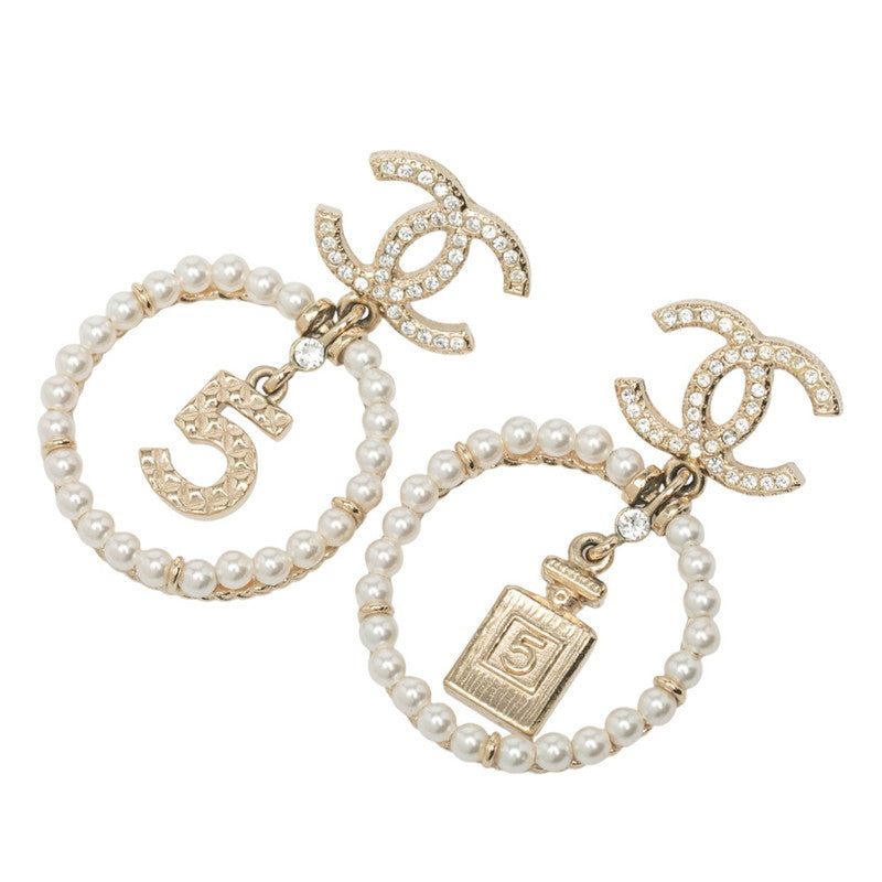 シャネル ココマーク 香水瓶モチーフ パール ラインストーン ピアス ゴールド メッキ レディース CHANEL 【中古】