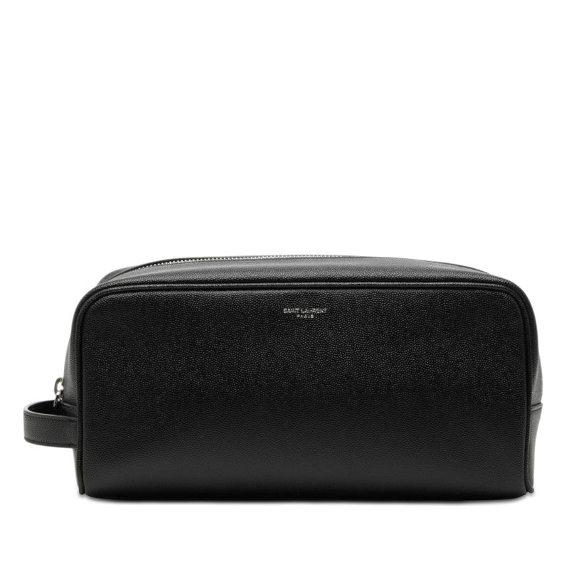 サンローラン ロゴ セカンドバッグ トラベルポーチ 609347 1GF0N ブラック レザー レディース SAINT LAURENT 【中古】