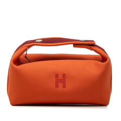 エルメス ブリッド ア ブラックPM ハンドバッグ ポーチ オレンジ レッド コットン レディース HERMES 中古