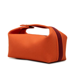 エルメス ブリッド ア ブラックPM ハンドバッグ ポーチ オレンジ レッド コットン レディース HERMES 中古