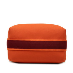 エルメス ブリッド ア ブラックPM ハンドバッグ ポーチ オレンジ レッド コットン レディース HERMES 中古