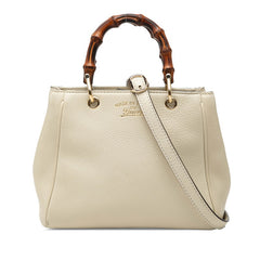 グッチ バンブー ミニショッパー ハンドバッグ ショルダーバッグ 2WAY 368823 ホワイト レザー レディース GUCCI 【中古】