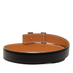 エルメス コンスタンス Hロゴ バックルベルト □D刻印 ブラック ブラウン レザー レディース HERMES 【中古】