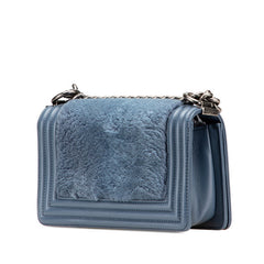 シャネル ボーイシャネル ココマーク チェーン ショルダーバッグ ブルー ファー レディース CHANEL 【中古】