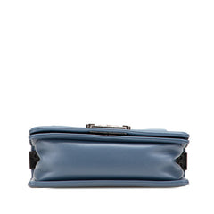 シャネル ボーイシャネル ココマーク チェーン ショルダーバッグ ブルー ファー レディース CHANEL 【中古】