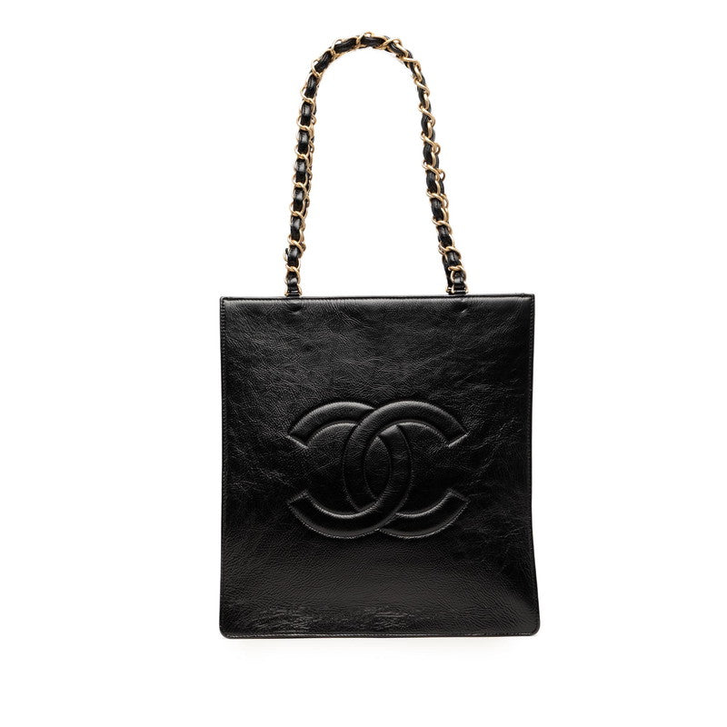シャネル ココマーク チェーン トートバッグ ショルダーバッグ ブラック レザー レディース CHANEL 【中古】