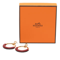 エルメス ループグランPM ピアス ワインレッド ゴールド ヴォースイフト メッキ レディース HERMES 【中古】