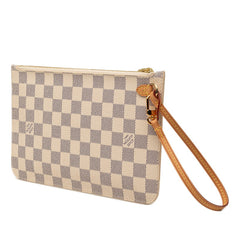 ルイ ヴィトン ダミエ アズール ネヴァーフル 付属ポーチ ポーチ N41361 ホワイト PVC レザー レディース LOUIS VUITTON 【中古】