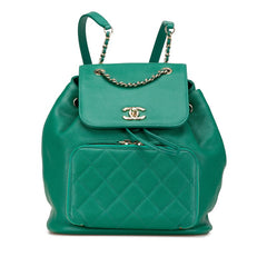 シャネル マトラッセ ココマーク リュック バックパック グリーン キャビアスキン レディース CHANEL 【中古】