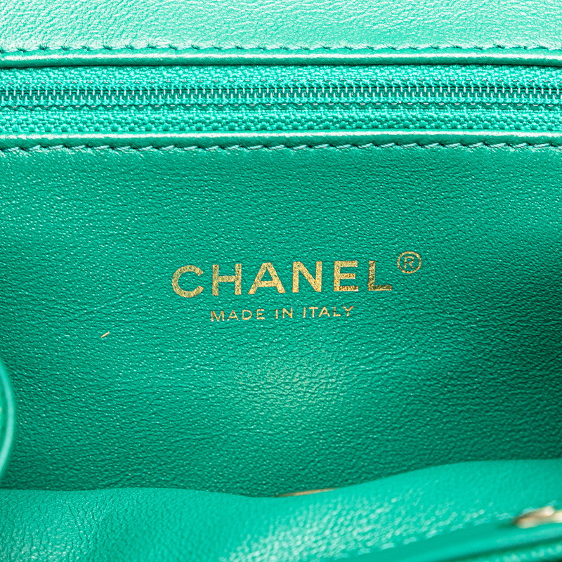 シャネル マトラッセ ココマーク リュック バックパック グリーン キャビアスキン レディース CHANEL 【中古】