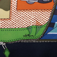 エルメス カレ90 Confort en Automobile 自動車の快適 スカーフ ネイビー マルチカラー シルク レディース HERMES 中古