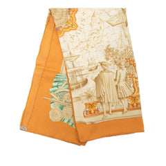 エルメス カレ90 Azvlejos アズレージョ スカーフ 大判スカーフ ベージュ シルク レディース HERMES 中古