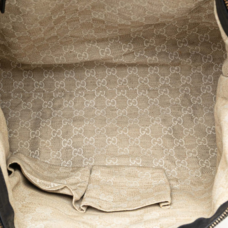 グッチ シェリーライン バンブー ハンドバッグ ショルダーバッグ 2WAY 309621 ネイビー レザー スウェット レディース GUCCI 【中古】