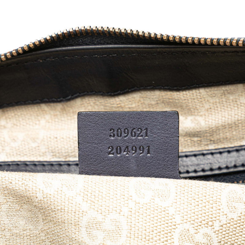グッチ シェリーライン バンブー ハンドバッグ ショルダーバッグ 2WAY 309621 ネイビー レザー スウェット レディース GUCCI 【中古】