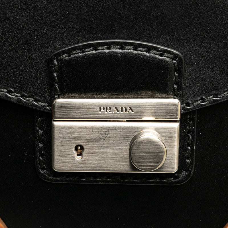 プラダ ステッチリム ハンドバッグ ショルダーバッグ 2WAY BR5138 ブラック レザー レディース PRADA 【中古】