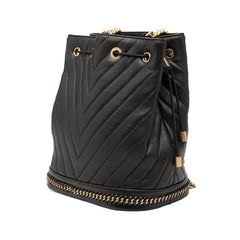 シャネル シェブロン Vステッチ ココマーク チェーン ショルダーバッグ ブラック ラムスキン レディース CHANEL 【中古】
