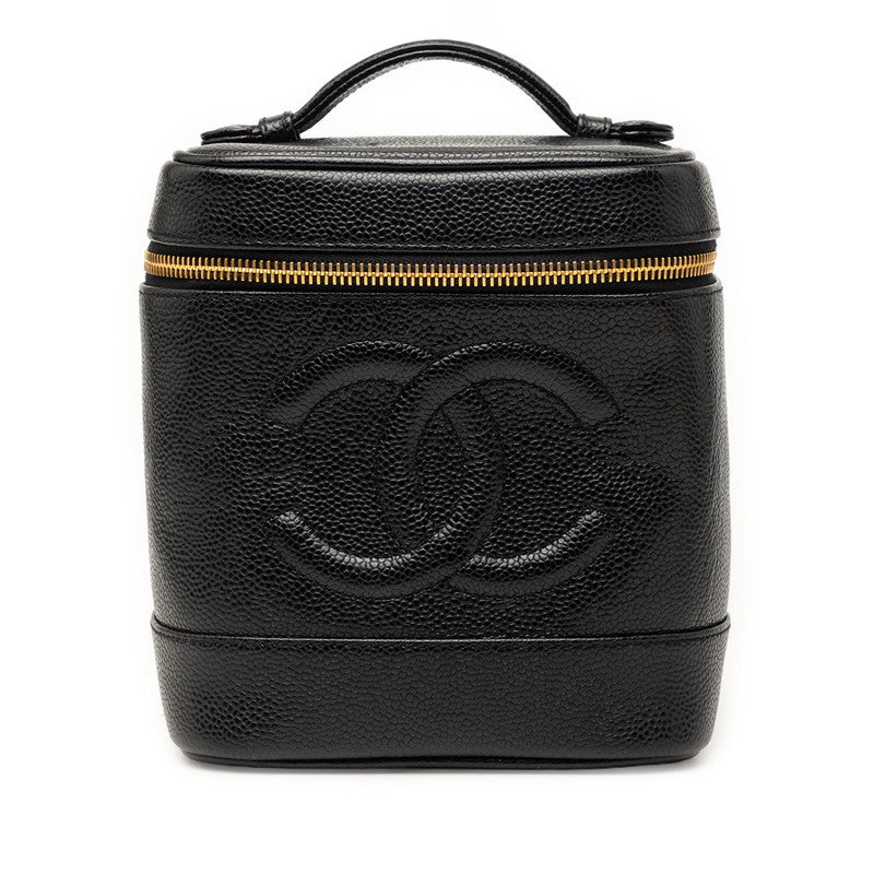 シャネル ココマーク バニティバッグ ハンドバッグ A01998 ブラック キャビアスキン レディース CHANEL 【中古】