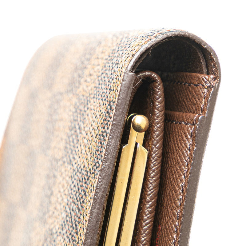 ルイ ヴィトン ダミエ ポルトフォイユ ヴィエノワ 三つ折り財布 N61674 ブラウン PVC レディース LOUIS VUITTON 【中古】