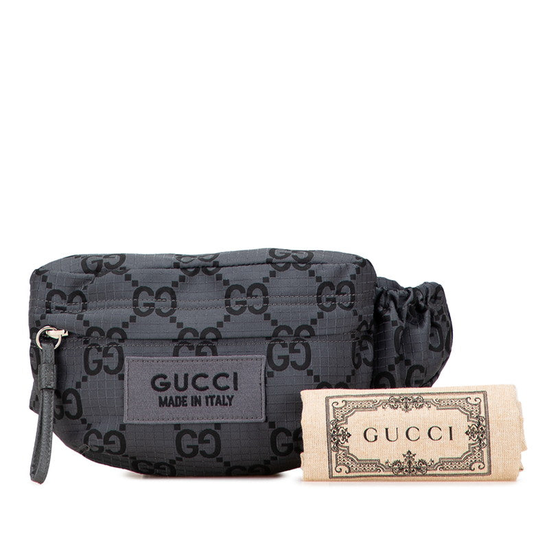 グッチ GGナイロン ウエストバッグ ボディバッグ 767934 グレー レザー エコナイロン メンズ GUCCI 【中古】