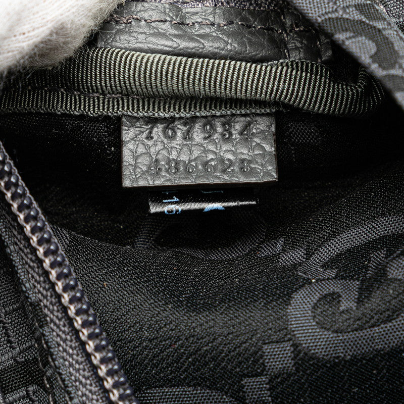 グッチ GGナイロン ウエストバッグ ボディバッグ 767934 グレー レザー エコナイロン メンズ GUCCI 【中古】
