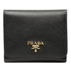 プラダ 三つ折り財布 1M0176 ブラック サフィアーノレザー レディース PRADA 【中古】