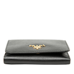 プラダ 三つ折り財布 1M0176 ブラック サフィアーノレザー レディース PRADA 【中古】