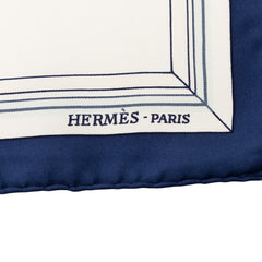 エルメス カレ90 Quai aux Fleurs 花咲く海岸通り スカーフ ホワイト シルク レディース HERMES 【中古】