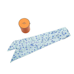 エルメス ツイリー ブルーベリー プリント スカーフ ブルー シルク レディース HERMES 【中古】