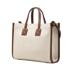 バーバリー ミニ フレヤ ハンドバッグ ショルダーバッグ 2WAY ベージュ ブラウン キャンバス レザー レディース BURBERRY 【中古】