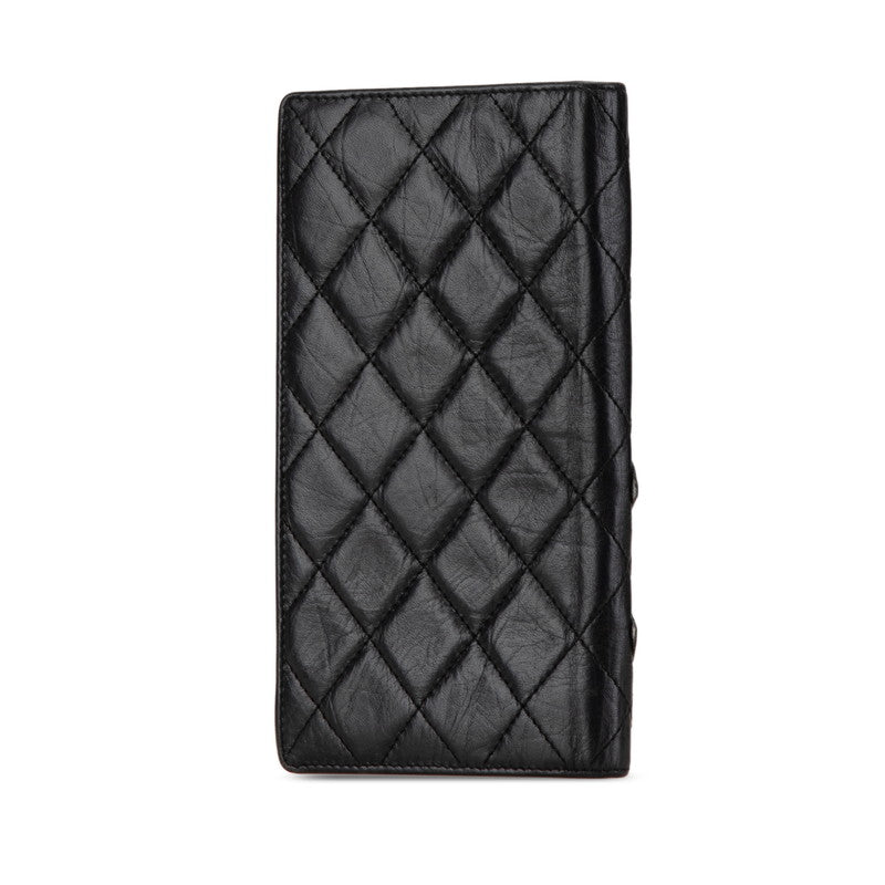 シャネル カンボンライン ココマーク 長財布 ブラック ラムスキン レディース CHANEL 【中古】