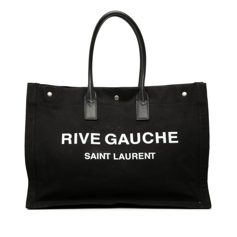 サンローラン リヴ ゴーシュ トートバッグ ハンドバッグ 509415 ブラック キャンバス レザー レディース SAINT LAURENT 【中古】