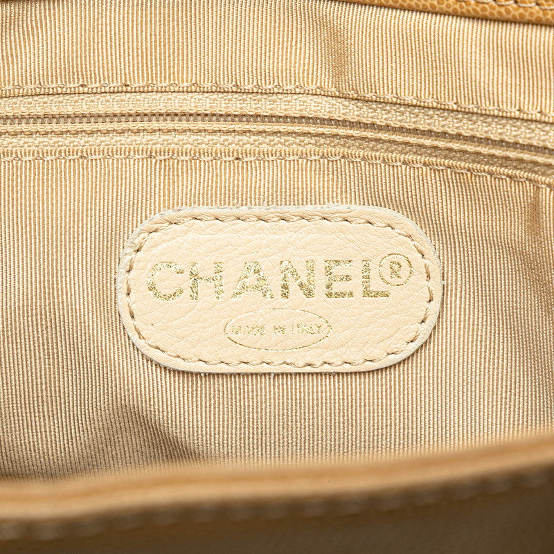 シャネル ココマーク チェーン トートバッグ ショルダーバッグ ベージュ キャビアスキン プラスチック レディース CHANEL 【中古】