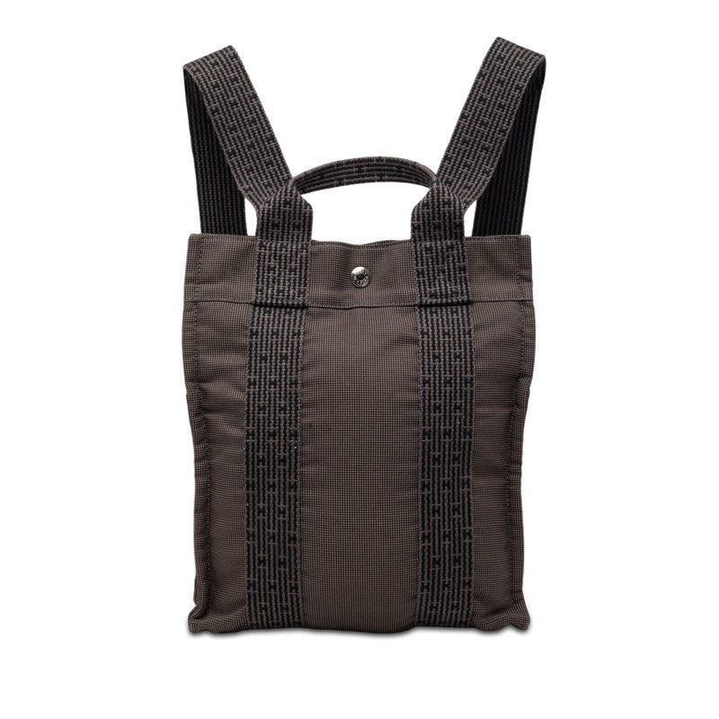 エルメス エールライン アドPM リュック バックパック ブラック グレー キャンバス レディース HERMES 【中古】