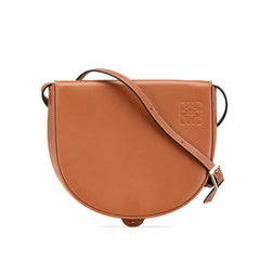 ロエベ アナグラム ヒールポーチ 斜め掛け ショルダーバッグ タン ブラウン レザー レディース LOEWE 【中古】