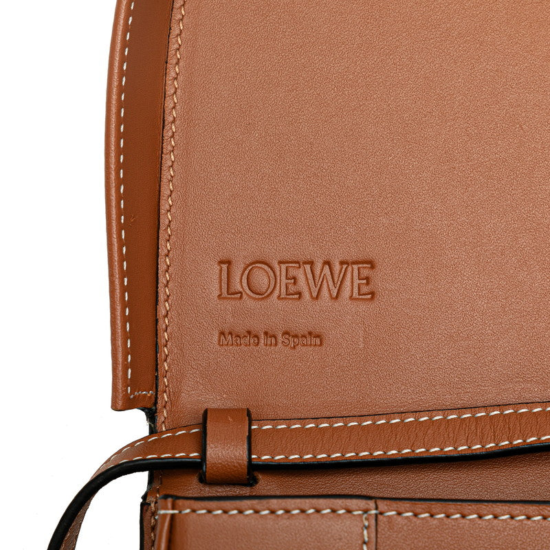 ロエベ アナグラム ヒールポーチ 斜め掛け ショルダーバッグ タン ブラウン レザー レディース LOEWE 【中古】