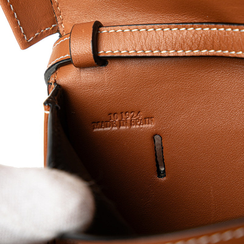 ロエベ アナグラム ヒールポーチ 斜め掛け ショルダーバッグ タン ブラウン レザー レディース LOEWE 【中古】