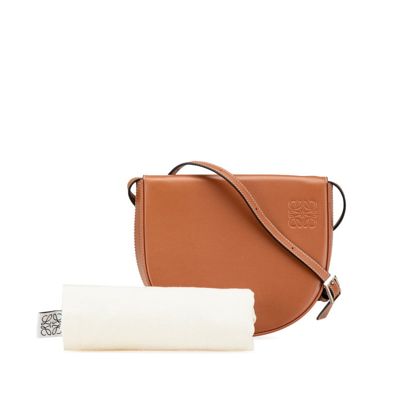 ロエベ アナグラム ヒールポーチ 斜め掛け ショルダーバッグ タン ブラウン レザー レディース LOEWE 【中古】