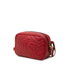 グッチ GGマーモント キルティング 斜め掛け チェーン ショルダーバッグ 448065 レッド レザー レディース GUCCI 中古