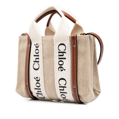クロエ ウッディ ミニ ハンドバッグ ショルダーバッグ 03227565 ベージュ ブラウン キャンバス レザー レディース Chloe 中古