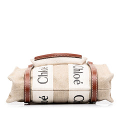 クロエ ウッディ ミニ ハンドバッグ ショルダーバッグ 03227565 ベージュ ブラウン キャンバス レザー レディース Chloe 中古