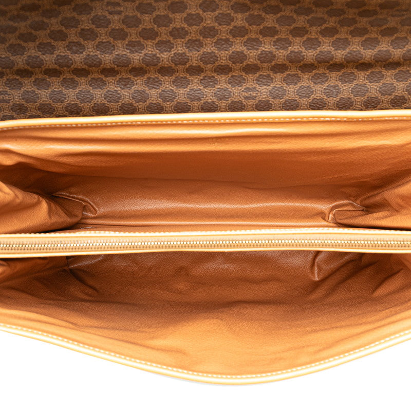 セリーヌ マカダム ビジネスバッグ ブリーフケース ショルダーバッグ 2WAY ブラウン PVC レザー メンズ CELINE 【中古】