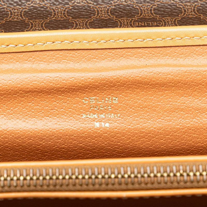 セリーヌ マカダム ビジネスバッグ ブリーフケース ショルダーバッグ 2WAY ブラウン PVC レザー メンズ CELINE 【中古】