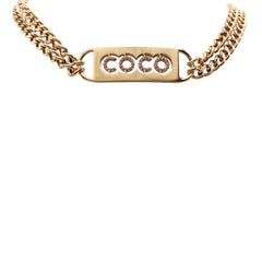 シャネル ココマーク COCO ラインストーン ネックレス ダブルチェーン ゴールド ピンク メッキ レディース CHANEL 【中古】