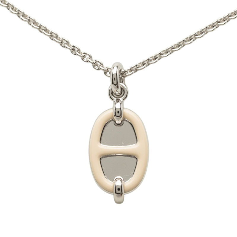 エルメス ミニ マイヨン PM チェーン ペンダント ネックレス シルバー ベージュ メタル レディース HERMES 【中古】