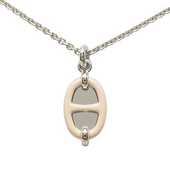 エルメス ミニ マイヨン PM チェーン ペンダント ネックレス シルバー ベージュ メタル レディース HERMES 【中古】